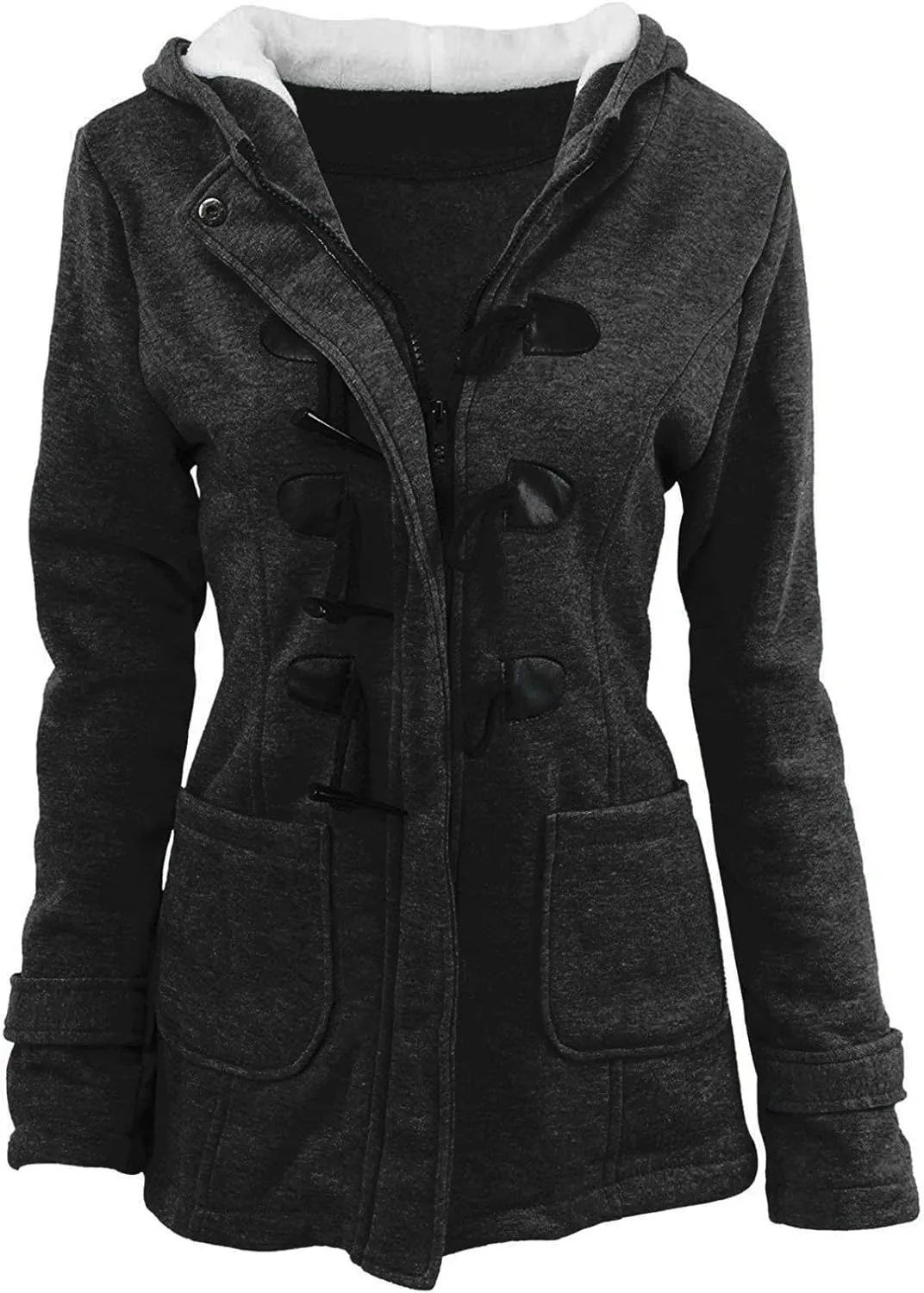 Womens Winter Coats Plus Size Warm Sherpa Lined Parkas Quilted Jacket Hoodie Plus Size Puffer Button Down Outerwear