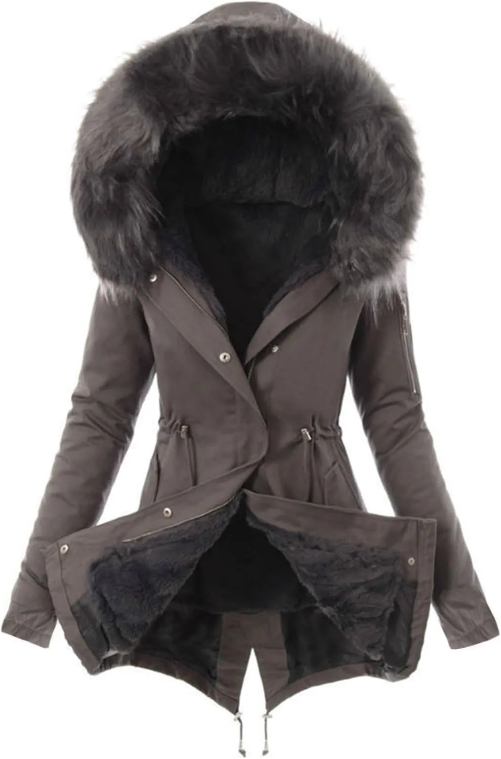 Womens Winter Coats Warm Thickened Sherpa Lined Jacket Hooded Outerwear Plus Size Puffer Parka Down Jackets Overcoat