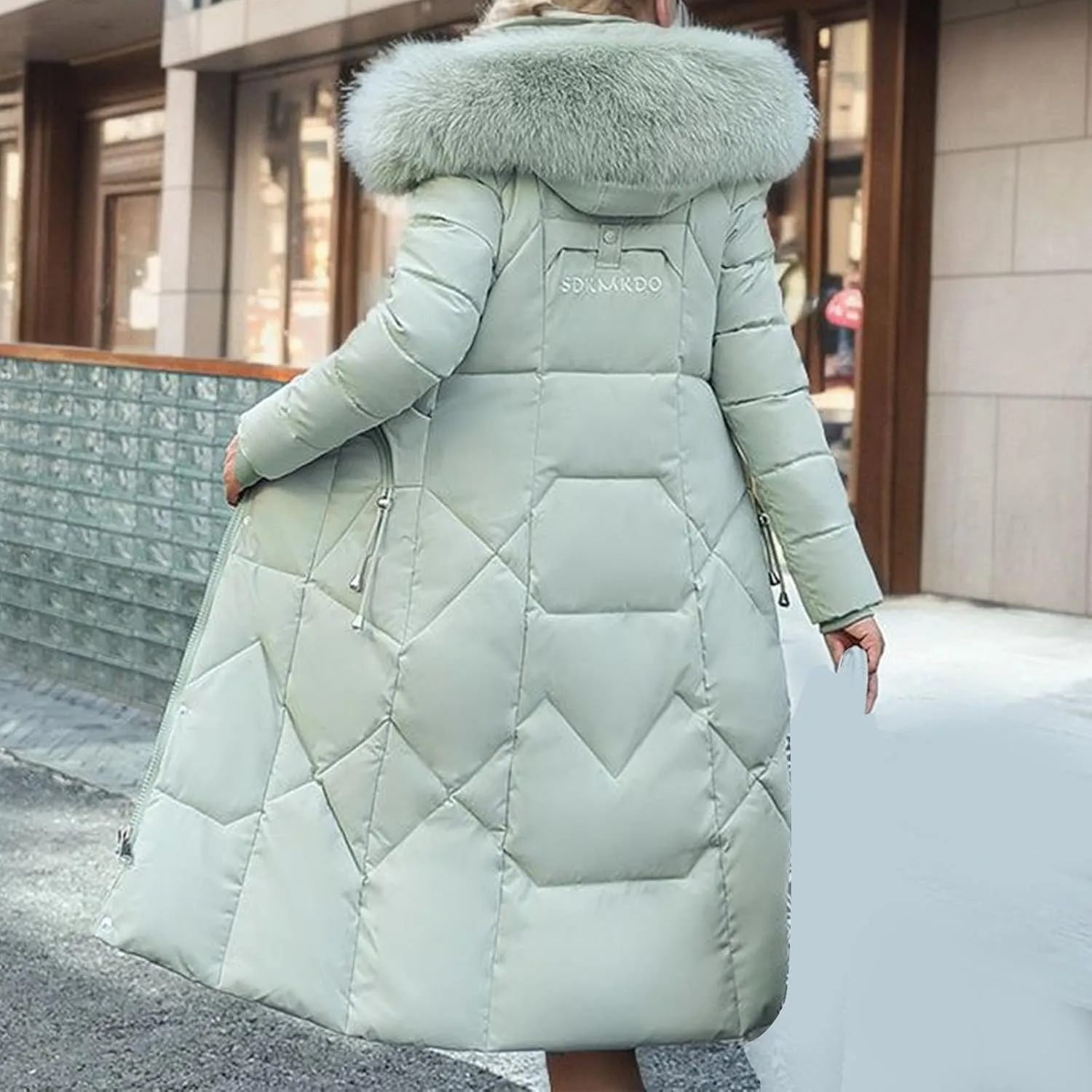 Women's Winter Coats with Fur Hood Puffer Down Jackets Parka Long Overcoat Warm Cotton Bread Jacket Quilted Outerwear