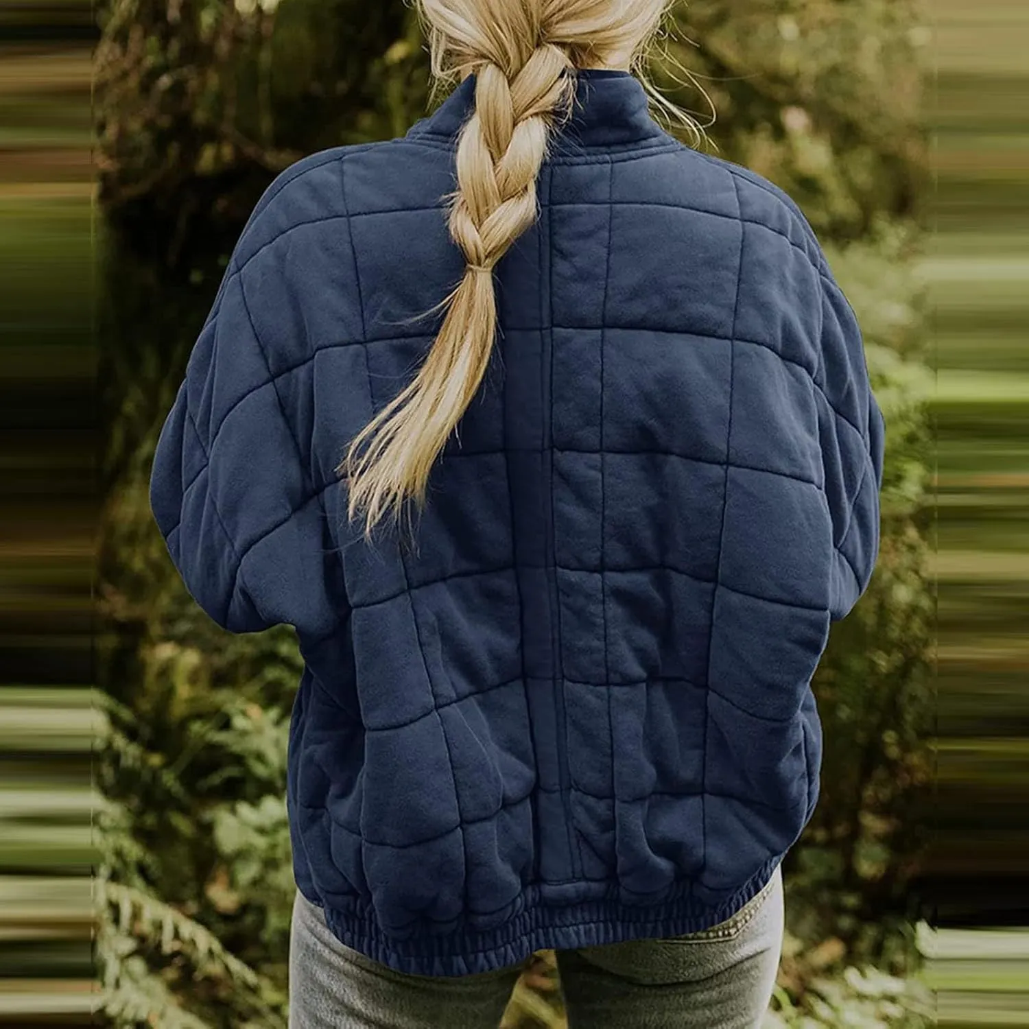 Womens Winter Jacket Stand-Collar Cotton Jacket Loose Pocket Cotton Jacket Warm Winter with 4 Pockets Long Coat