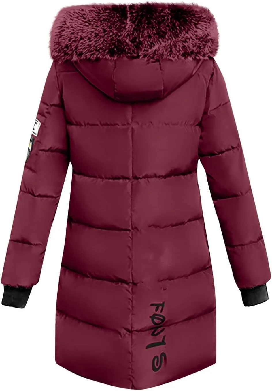 Womens Winter Long Puffer Coats Down Thicken Warm Quilted Jacket Mid-Length with Side Zipper Pocket Hood Outerwear