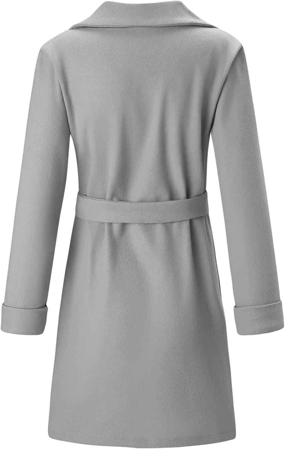 Women's Winter Mid-Length Peacoat Lapel Cardigan Woolen Fleece Coat with Belt Wool Blend Business Basic Coats Party