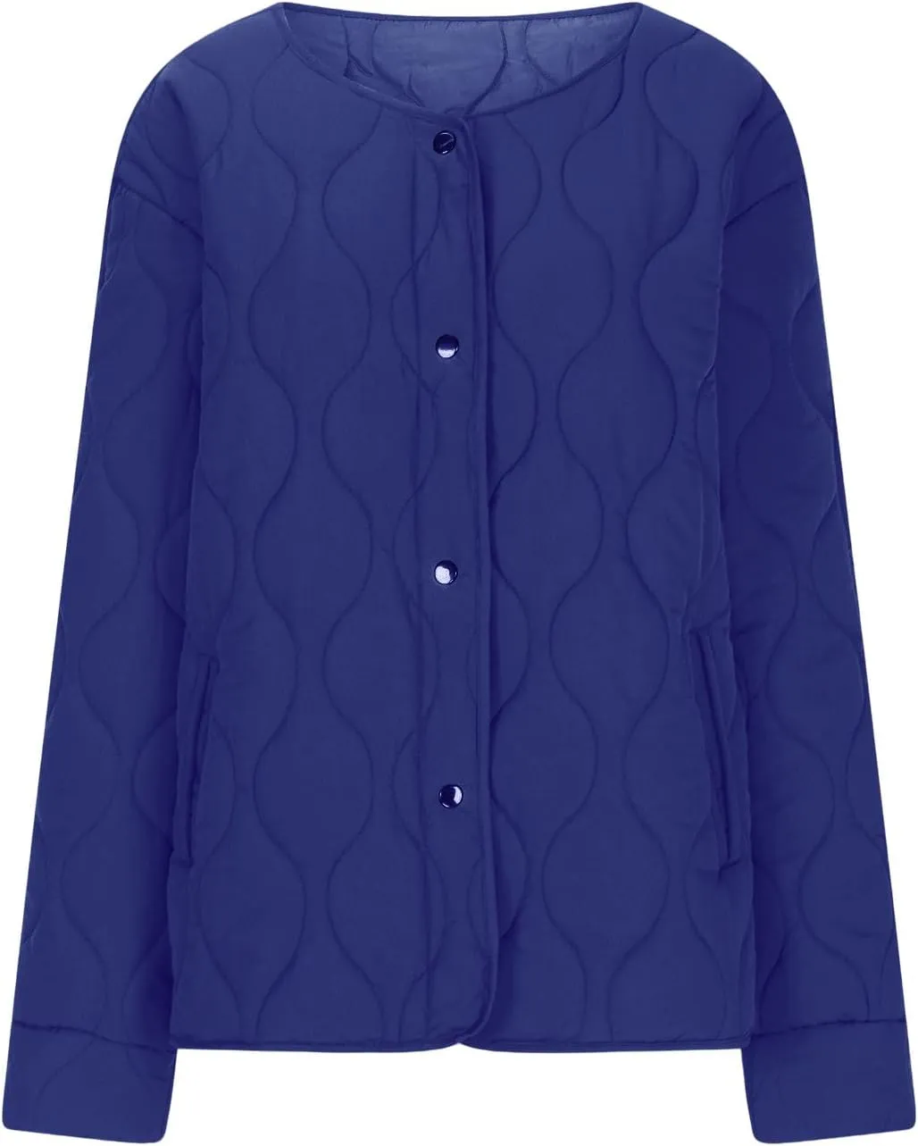 Womens Winter Quilted Jackets Long Sleeve Button Down Puffer Jacket Warm Lightweight Down Coats with Pockets