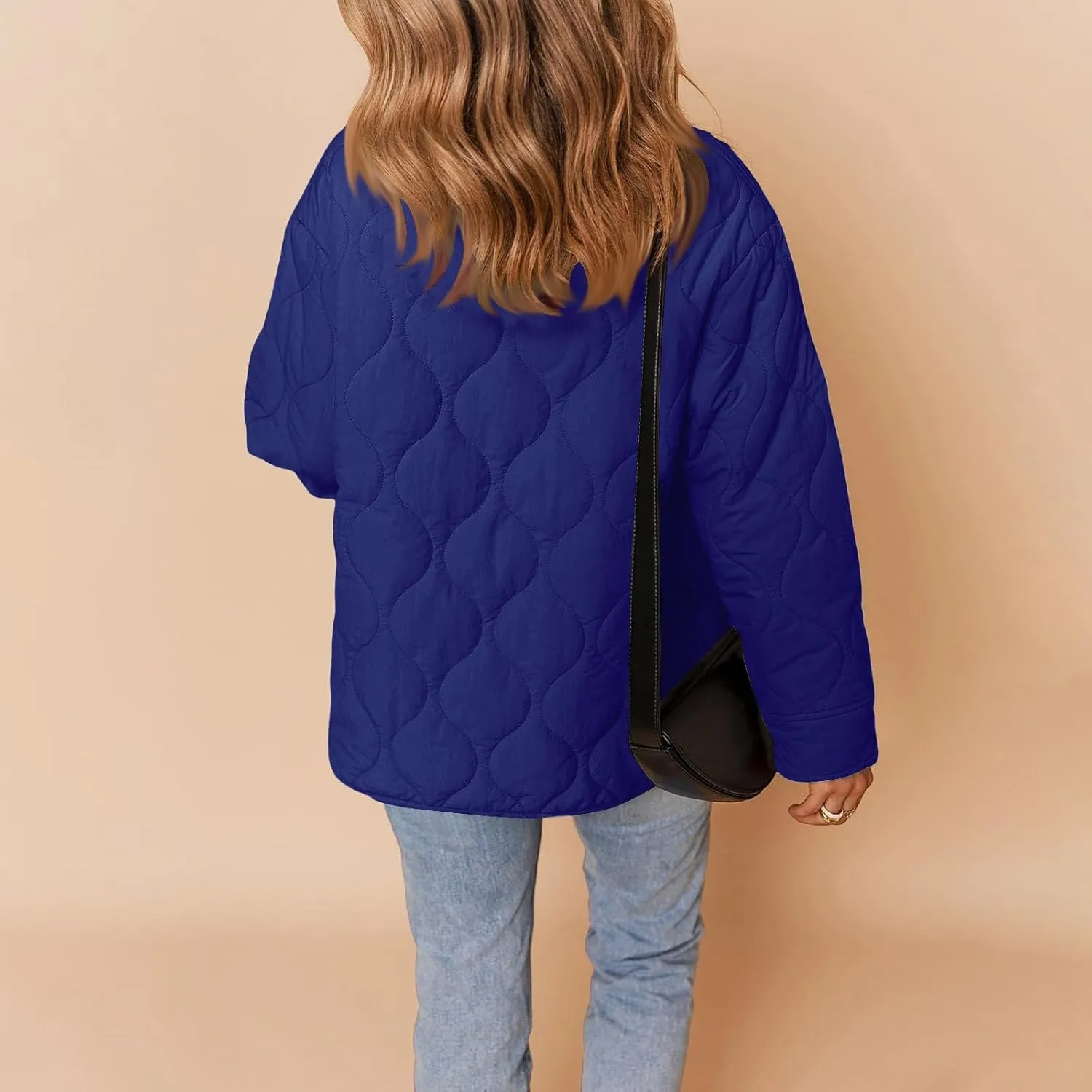 Womens Winter Quilted Jackets Long Sleeve Button Down Puffer Jacket Warm Lightweight Down Coats with Pockets
