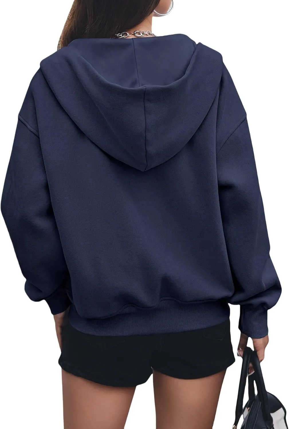 Womens Zip Up Hoodie Casual Fleece Jacket Long Sleeve Cropped Hooded Sweatshirts with Pockets