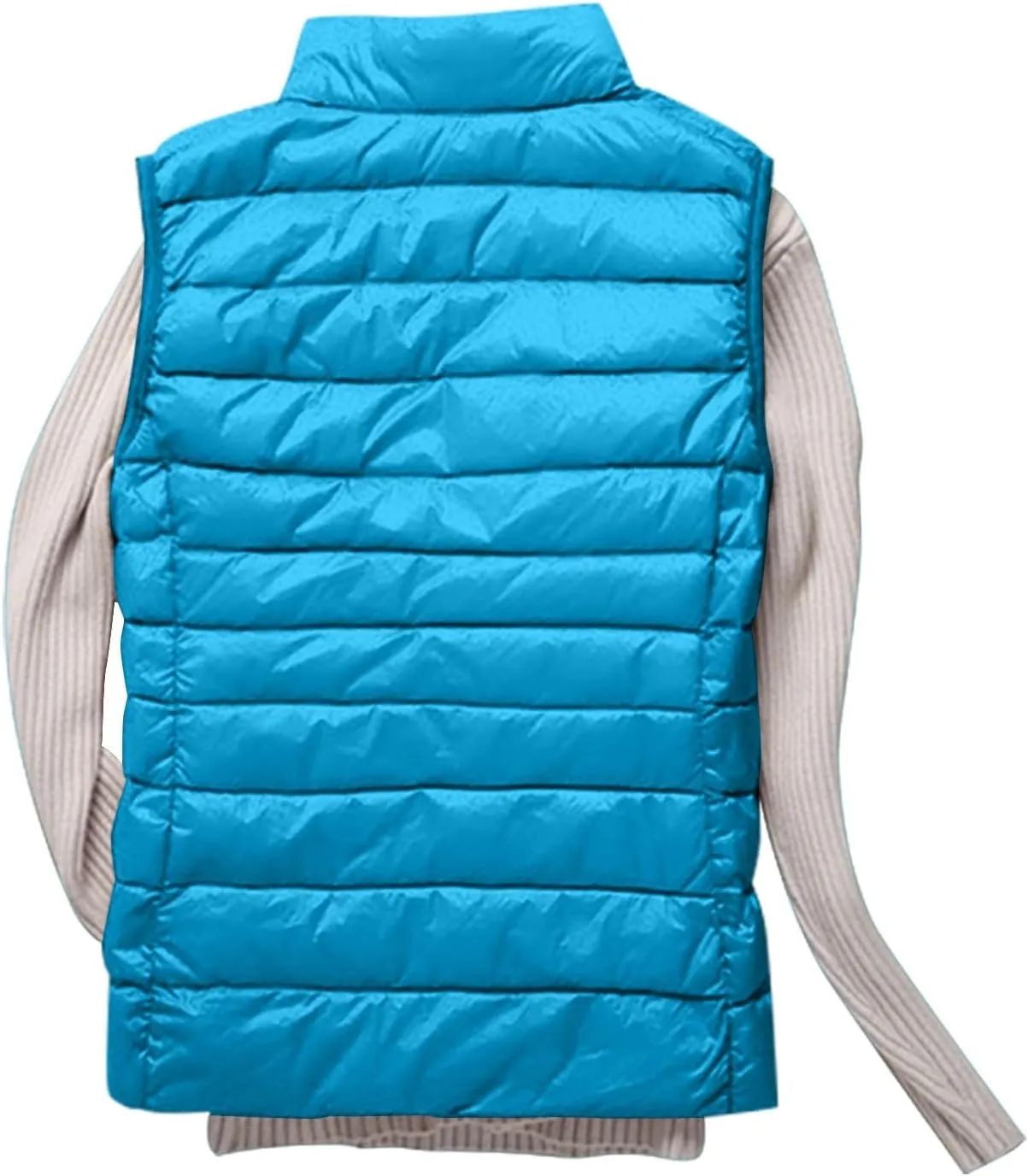 Womens Zip Up Warm Puffer Jacket Vest Oversized Lightweight Y2k Sleeveless Outerwear Plus Size Fall Fashion 2024