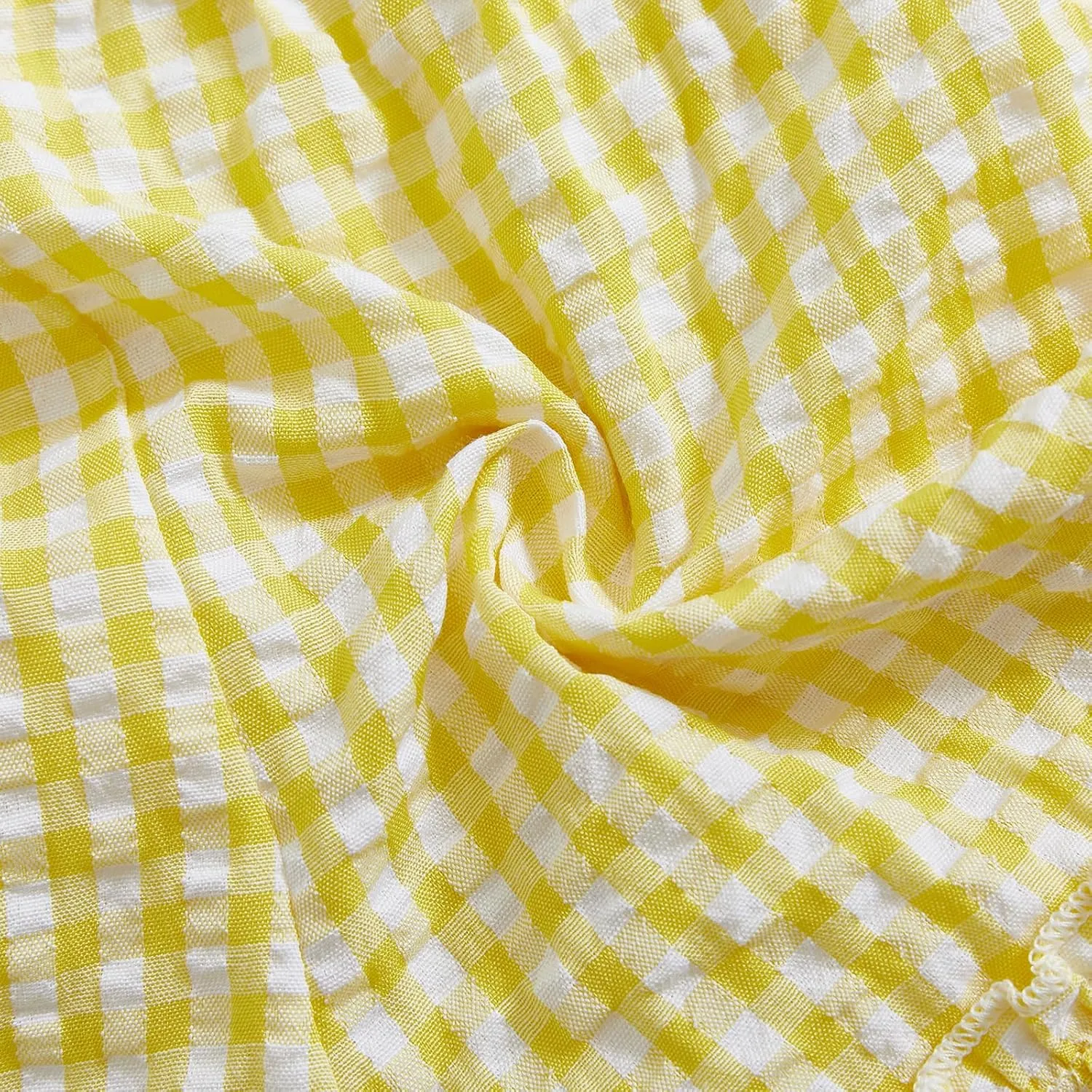 woshilaocai Toddler Girl Gingharm Shorts Summer Casual Elastic Waist Seersucker Ruffle Shorts for Baby Pants Bottoms