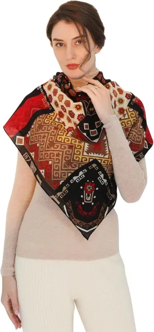 Xinmurffy 100% Wool Women's Travel Scarf Pashmina Shawls and Wraps Winter Warm Square Large Scarves