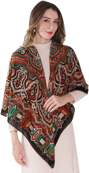 Xinmurffy 100% Wool Women's Travel Scarf Pashmina Shawls and Wraps Winter Warm Square Large Scarves