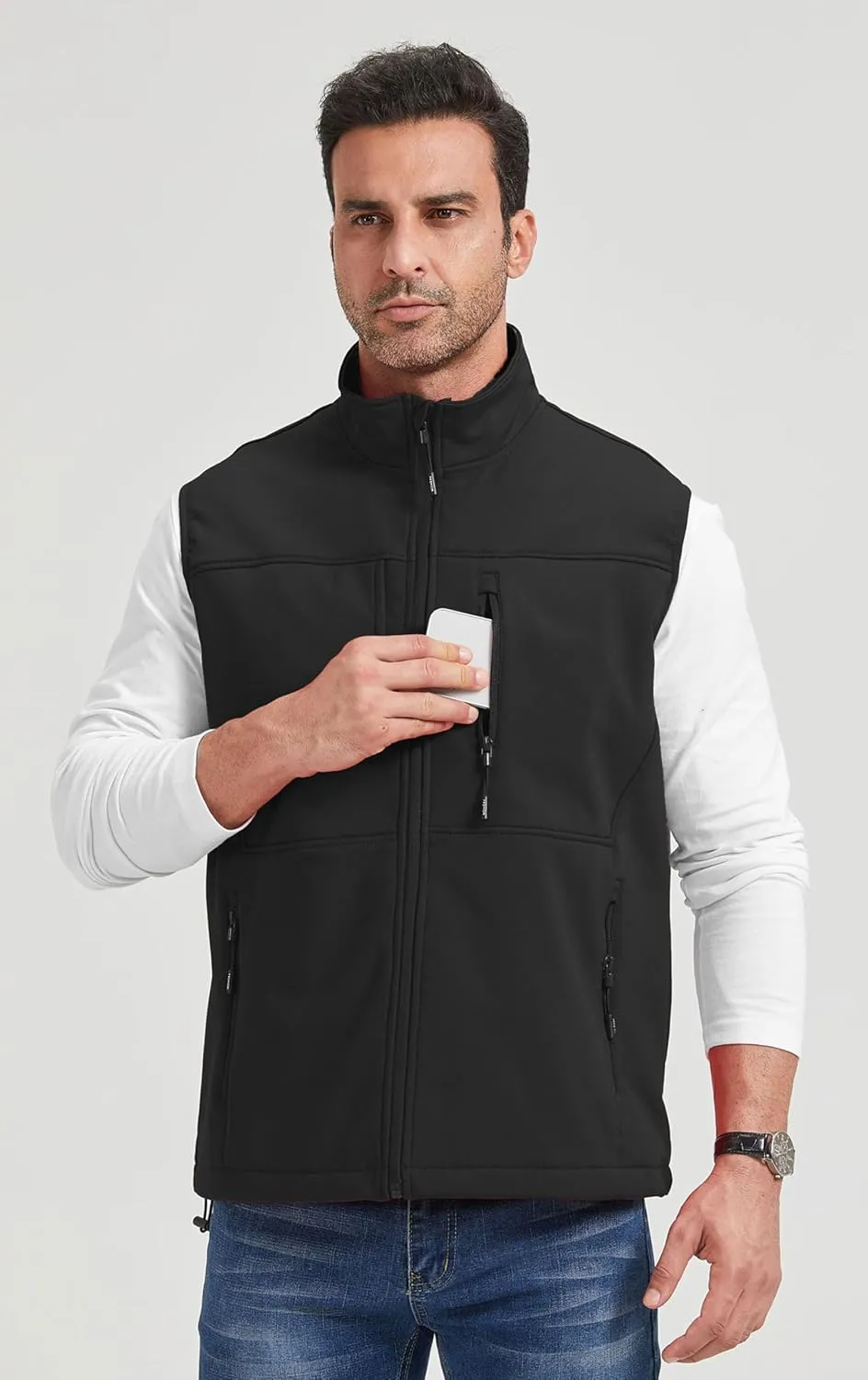 XinYangNi Men's Winter Warm Outdoor Padded Puffer Vest Thick Fleece Lined Sleeveless Jacket