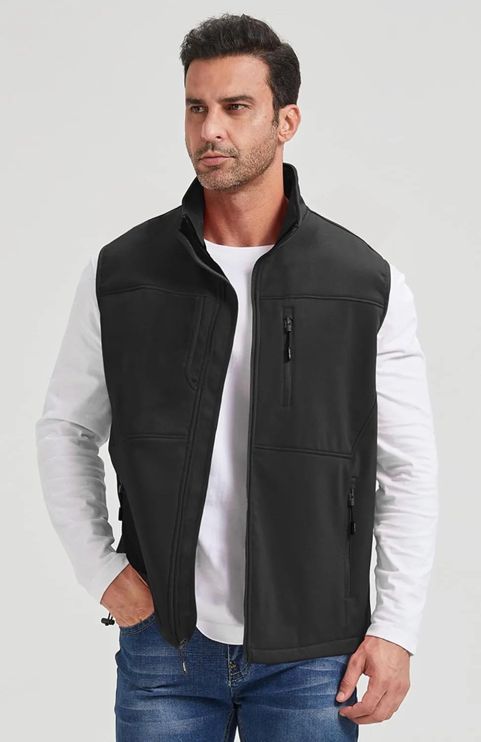 XinYangNi Men's Winter Warm Outdoor Padded Puffer Vest Thick Fleece Lined Sleeveless Jacket