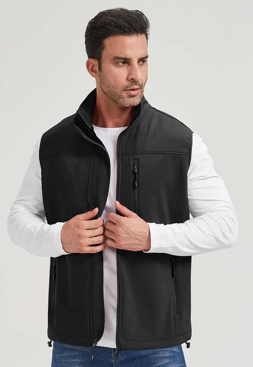 XinYangNi Men's Winter Warm Outdoor Padded Puffer Vest Thick Fleece Lined Sleeveless Jacket