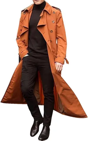 Ymosrh Mens Coats Winter Men's Long-Slevee Luxury Full Length Trench Coat Long Wool Overcoat Jackets for Men