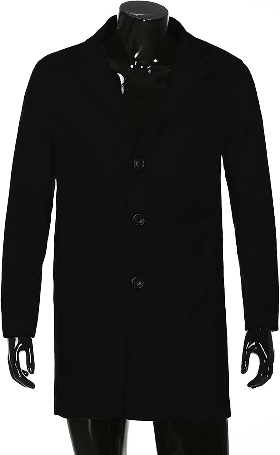 Ymosrh Winter Coats for Men Formal Single Breasted Figuring Overcoat Long Wool Warm Jacket Outwear Jackets