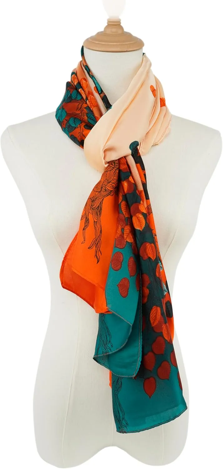 YOUR SMILE Large Mulberry Silk Feeling Long Stain Scarf Lightweight Sunscreen Shawls Wraps for Women