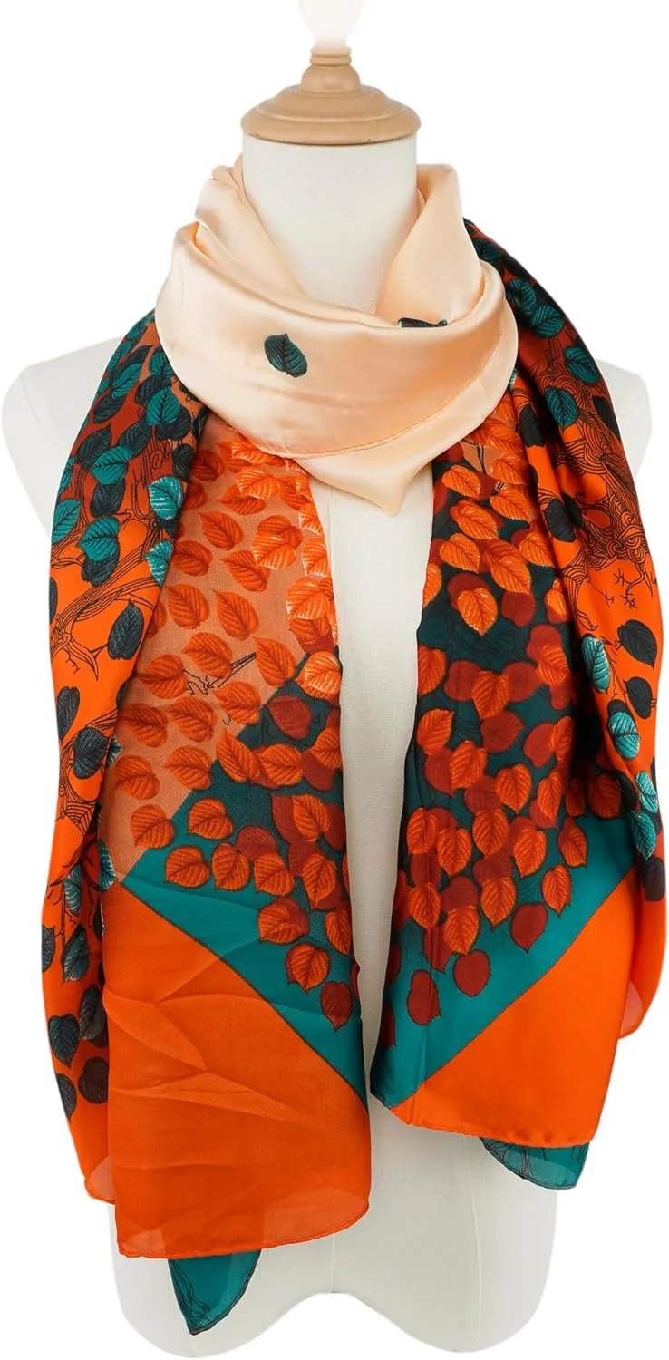 YOUR SMILE Large Mulberry Silk Feeling Long Stain Scarf Lightweight Sunscreen Shawls Wraps for Women