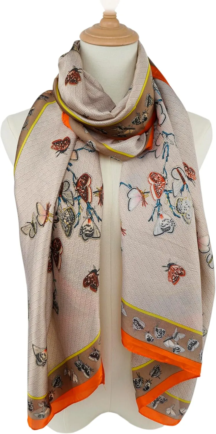 YOUR SMILE Large Mulberry Silk Feeling Long Stain Scarf Lightweight Sunscreen Shawls Wraps for Women