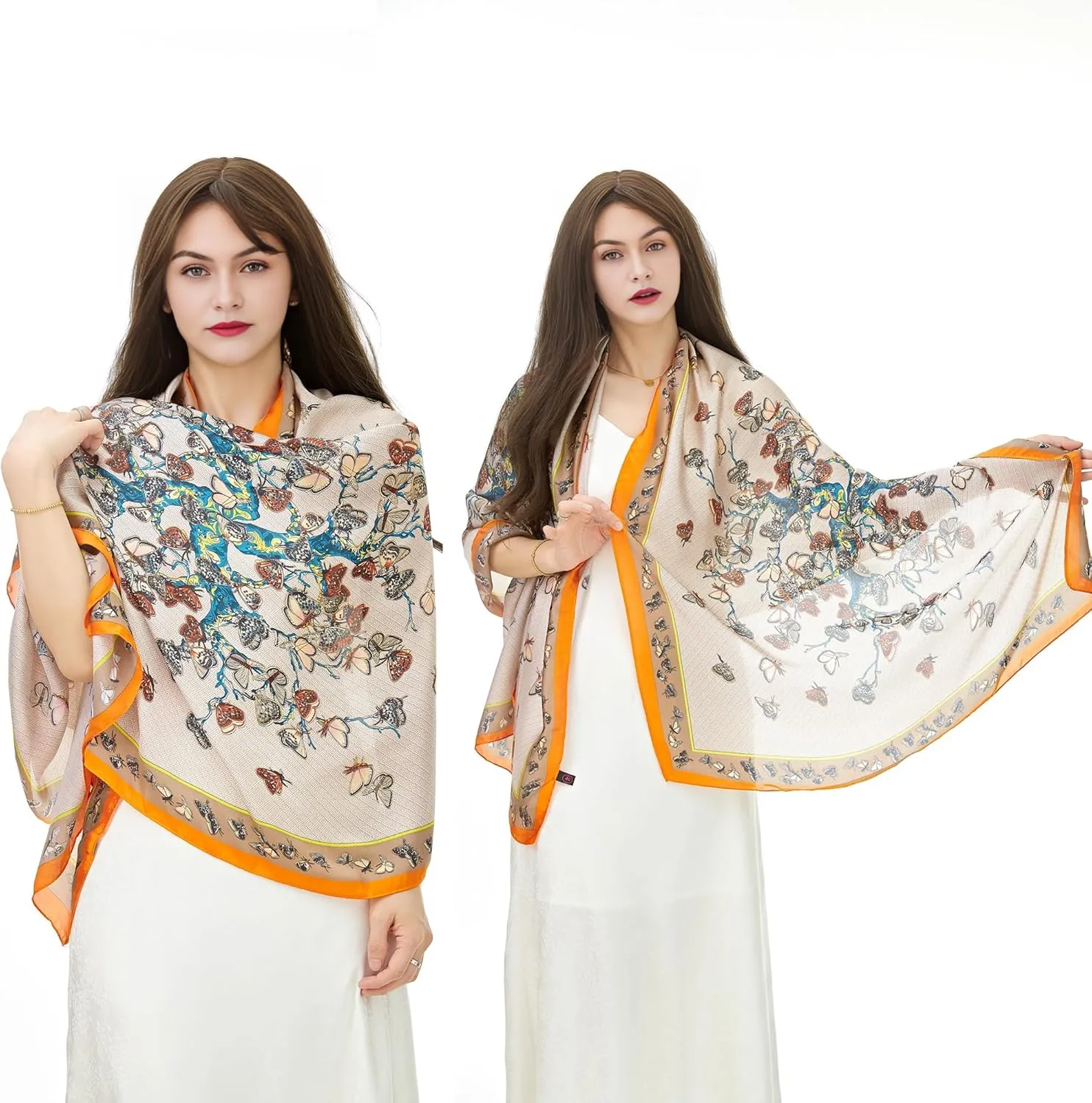 YOUR SMILE Large Mulberry Silk Feeling Long Stain Scarf Lightweight Sunscreen Shawls Wraps for Women