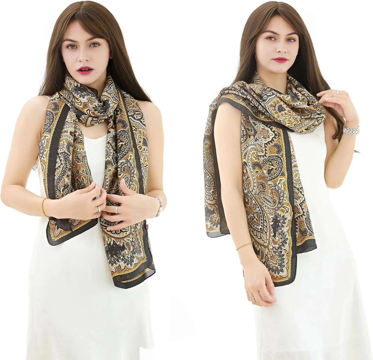 YOUR SMILE Large Mulberry Silk Feeling Long Stain Scarf Lightweight Sunscreen Shawls Wraps for Women