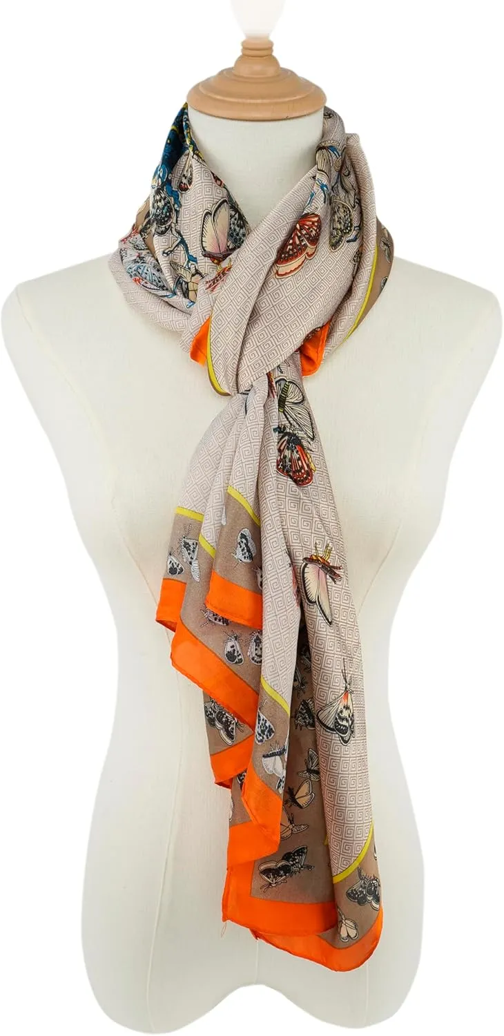 YOUR SMILE Large Mulberry Silk Feeling Long Stain Scarf Lightweight Sunscreen Shawls Wraps for Women