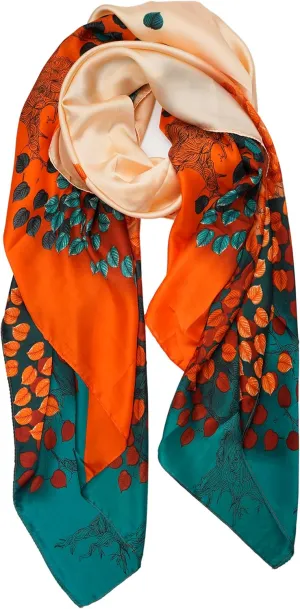 YOUR SMILE Large Mulberry Silk Feeling Long Stain Scarf Lightweight Sunscreen Shawls Wraps for Women