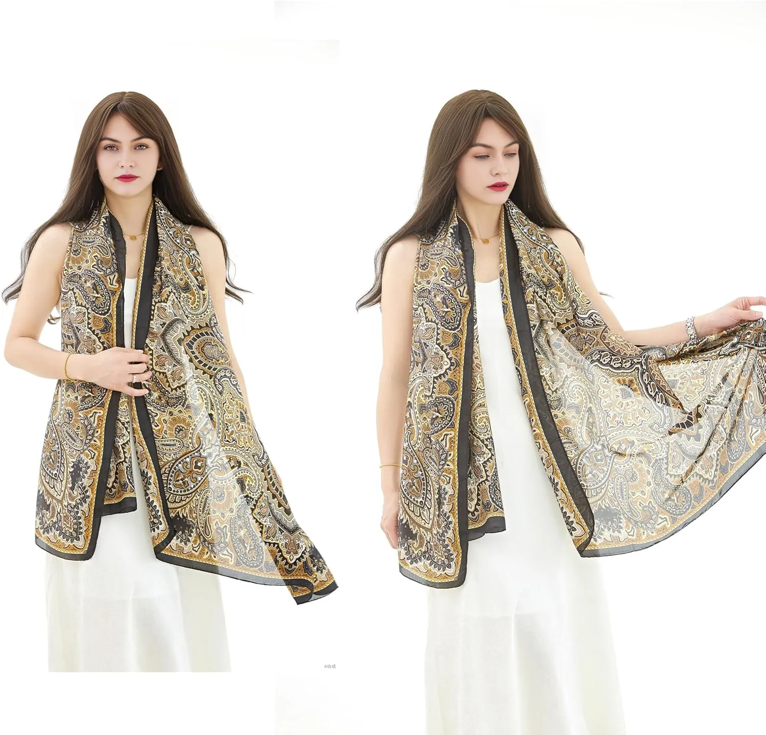YOUR SMILE Large Mulberry Silk Feeling Long Stain Scarf Lightweight Sunscreen Shawls Wraps for Women