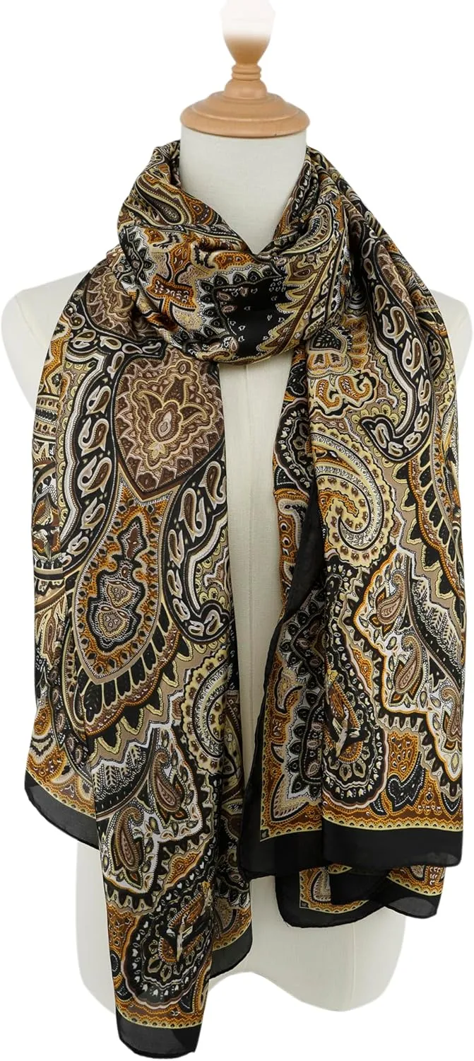 YOUR SMILE Large Mulberry Silk Feeling Long Stain Scarf Lightweight Sunscreen Shawls Wraps for Women