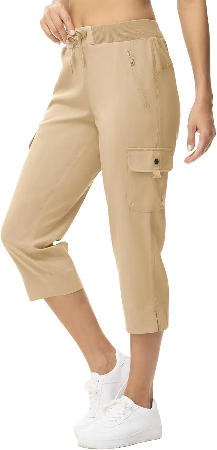 YSENTO Womens Cargo Capri Pants with 4 Pockets Summer Bottoms Lightweight Quick Dry Hiking Athletic Joggers