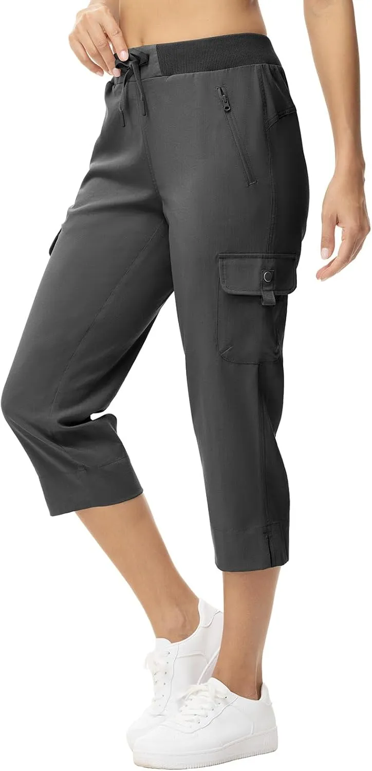 YSENTO Womens Cargo Capri Pants with 4 Pockets Summer Bottoms Lightweight Quick Dry Hiking Athletic Joggers