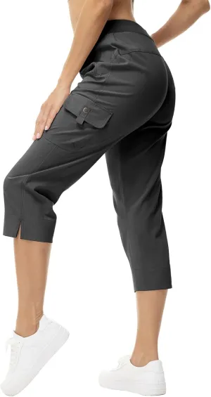 YSENTO Womens Cargo Capri Pants with 4 Pockets Summer Bottoms Lightweight Quick Dry Hiking Athletic Joggers
