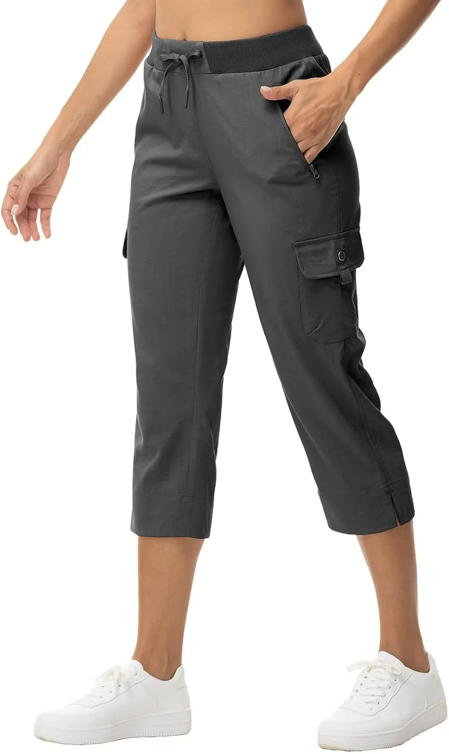 YSENTO Womens Cargo Capri Pants with 4 Pockets Summer Bottoms Lightweight Quick Dry Hiking Athletic Joggers